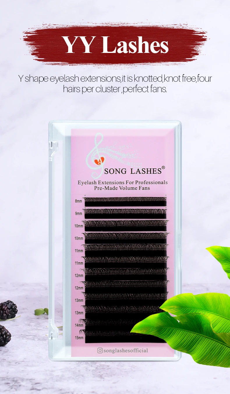 SONG LASHES Y Shape Premade Fans Eyelash Extensions For Salon Individual Eyelashes C D DD Curl 2D YY Lashes Y Shape Lashes