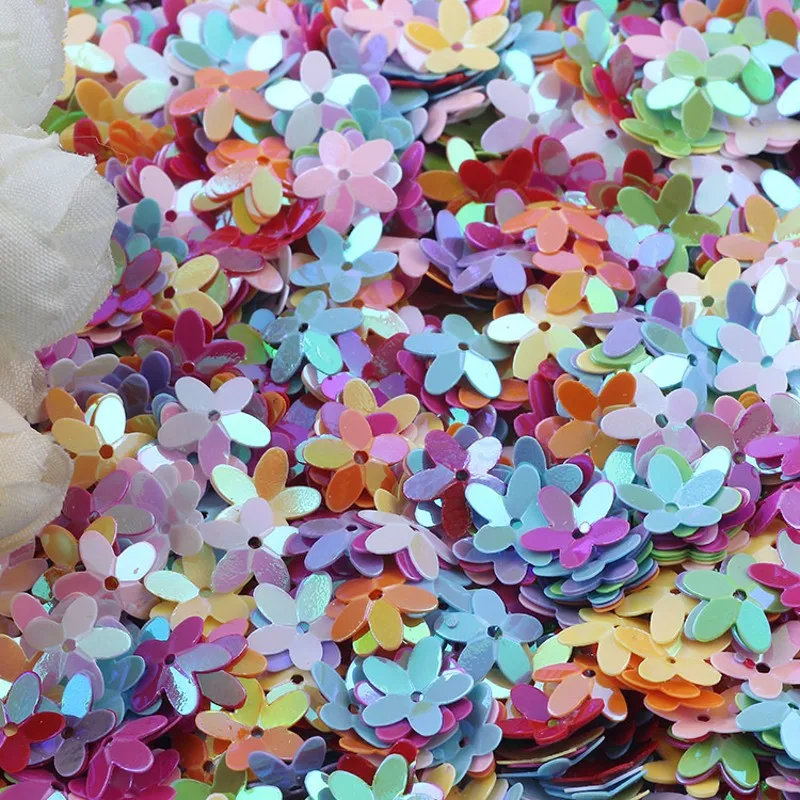 Matte White Transparent Crystal 10mm Five-finger Flower Sequins Paillettes Sewing Wedding Craft Women Garments Accessories 10g