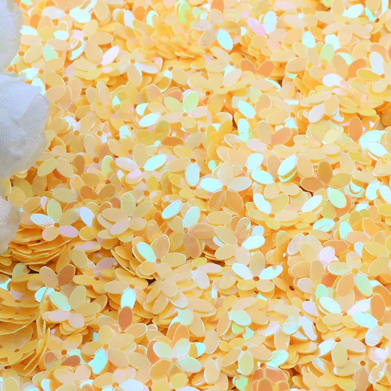 Matte White Transparent Crystal 10mm Five-finger Flower Sequins Paillettes Sewing Wedding Craft Women Garments Accessories 10g