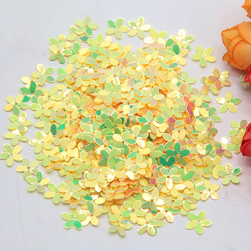 Matte White Transparent Crystal 10mm Five-finger Flower Sequins Paillettes Sewing Wedding Craft Women Garments Accessories 10g