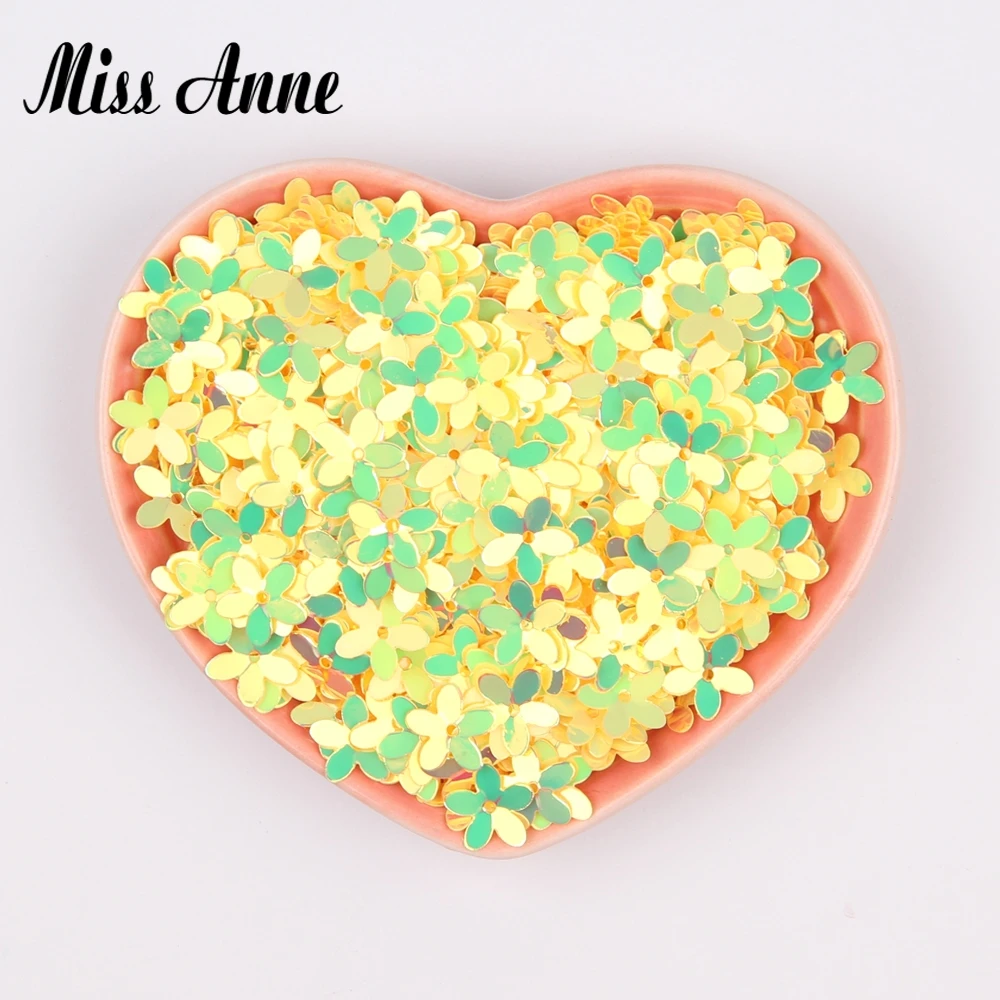 Matte White Transparent Crystal 10mm Five-finger Flower Sequins Paillettes Sewing Wedding Craft Women Garments Accessories 10g