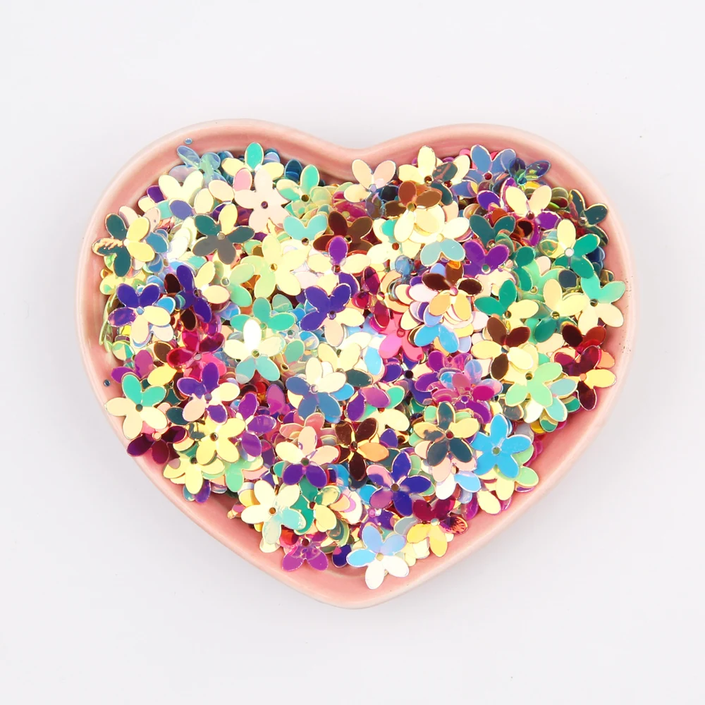 Matte White Transparent Crystal 10mm Five-finger Flower Sequins Paillettes Sewing Wedding Craft Women Garments Accessories 10g