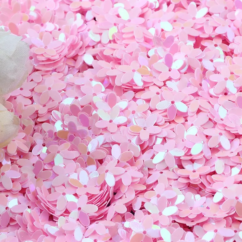 Matte White Transparent Crystal 10mm Five-finger Flower Sequins Paillettes Sewing Wedding Craft Women Garments Accessories 10g