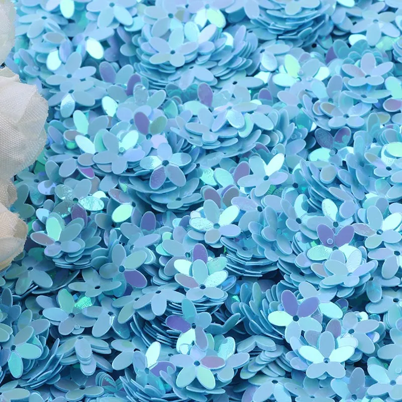 Matte White Transparent Crystal 10mm Five-finger Flower Sequins Paillettes Sewing Wedding Craft Women Garments Accessories 10g