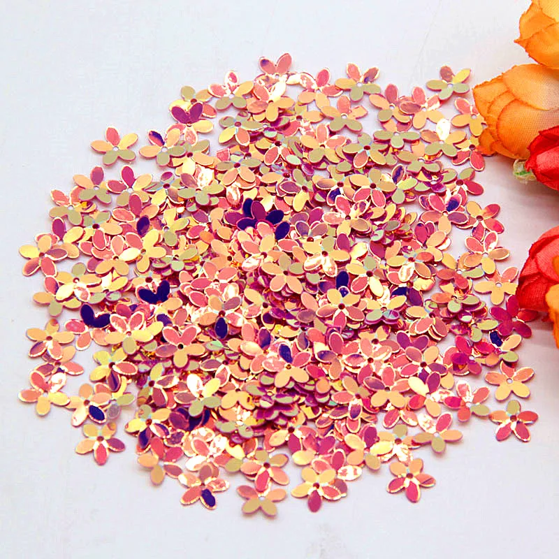 Matte White Transparent Crystal 10mm Five-finger Flower Sequins Paillettes Sewing Wedding Craft Women Garments Accessories 10g