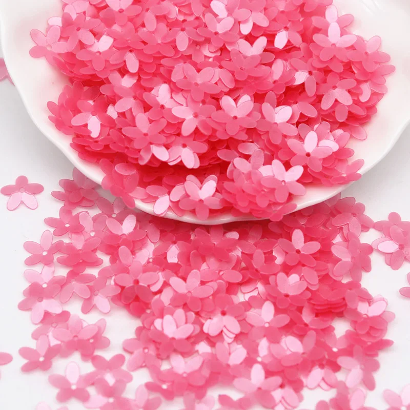 Matte White Transparent Crystal 10mm Five-finger Flower Sequins Paillettes Sewing Wedding Craft Women Garments Accessories 10g
