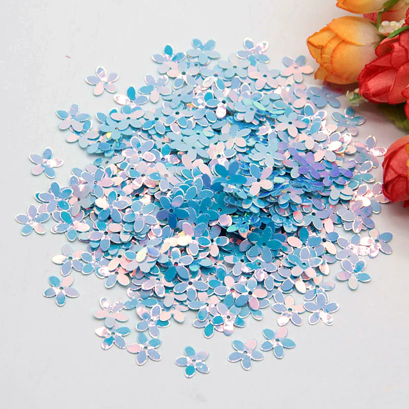 Matte White Transparent Crystal 10mm Five-finger Flower Sequins Paillettes Sewing Wedding Craft Women Garments Accessories 10g