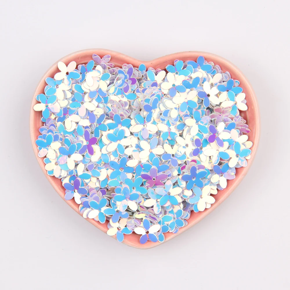 Matte White Transparent Crystal 10mm Five-finger Flower Sequins Paillettes Sewing Wedding Craft Women Garments Accessories 10g