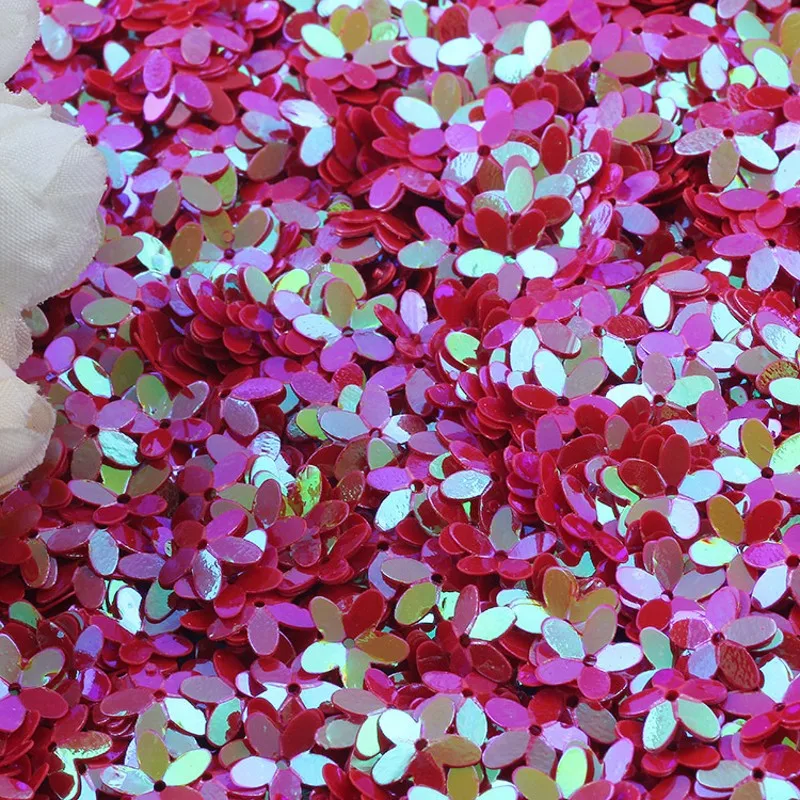 Matte White Transparent Crystal 10mm Five-finger Flower Sequins Paillettes Sewing Wedding Craft Women Garments Accessories 10g