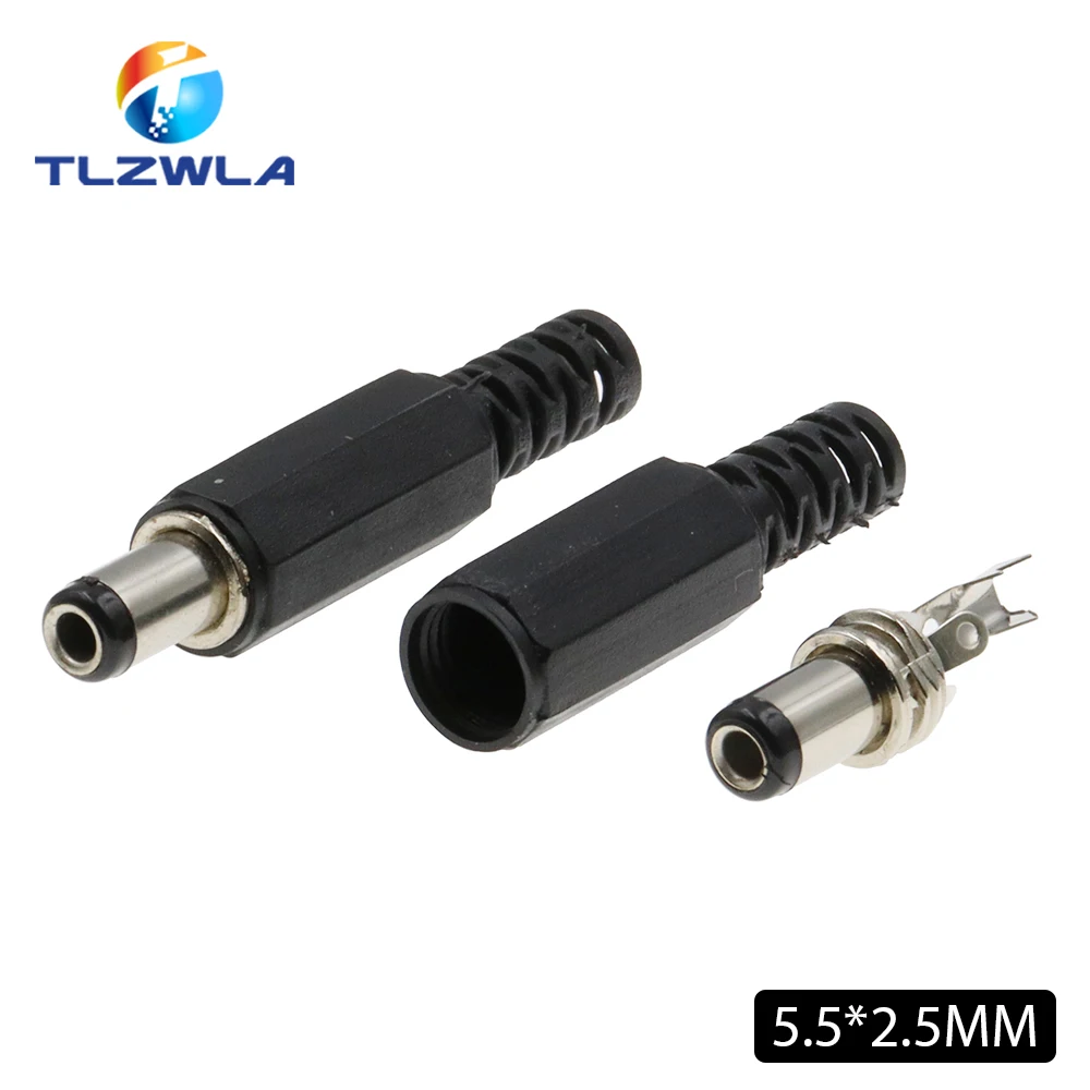 10PCS DC Power Plug 5.5*2.1mm 5.5* 2.5mm 3.5*1.35mm 6.3*3.0mm Adapter Connector Plug 2.5X0.7MM