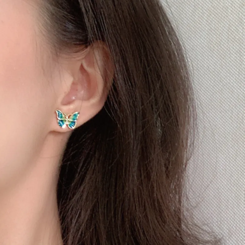 Fashion Personality Beautiful Butterfly Earrings Purpou Enamel Pretty Beautiful Earrings For Women Fashion Alloy Jewelry Accesso