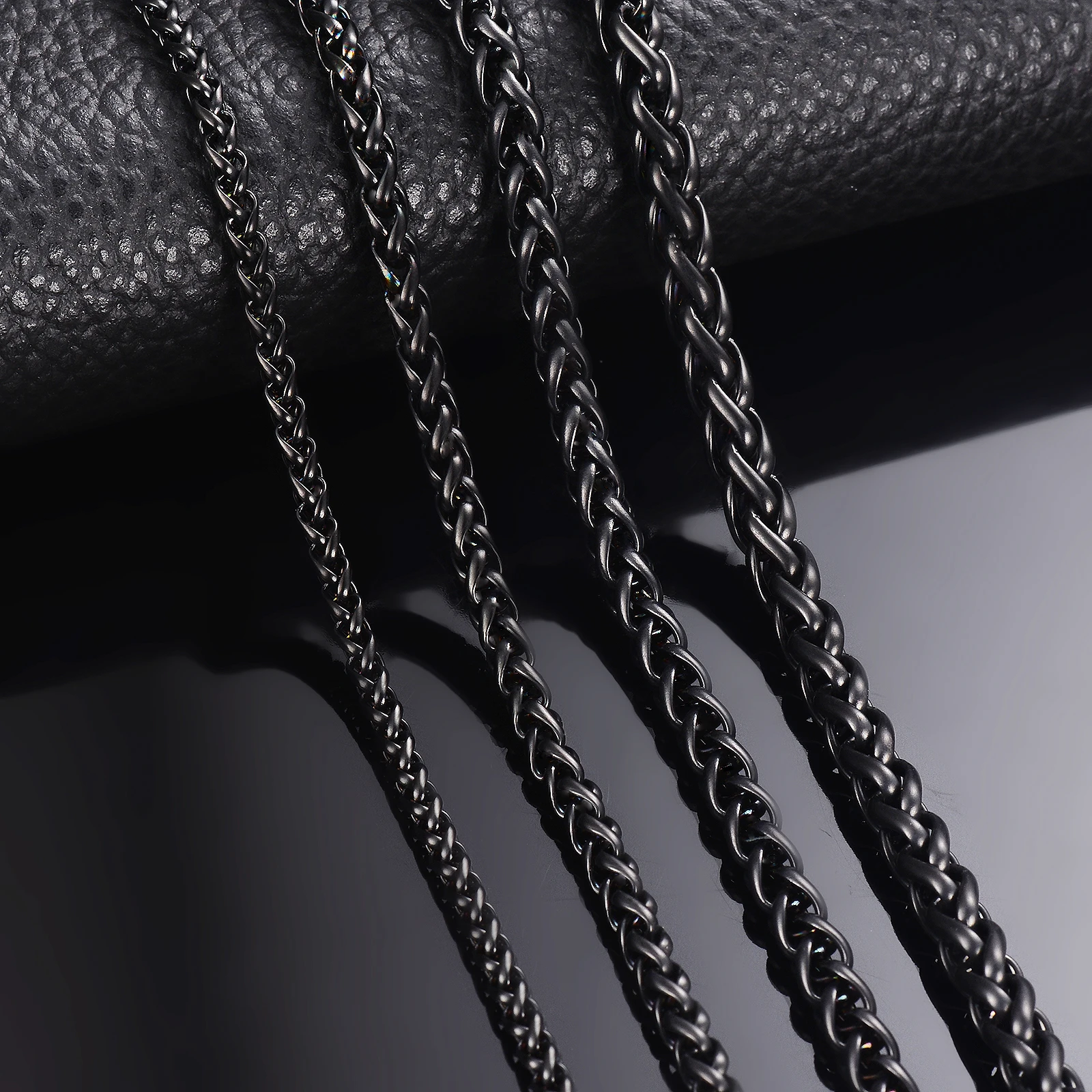 1 Piece Width 3mm/4mm/5mm/6mm Black Color Keel Link Chain Necklace For Men Women Stainless Steel Chain Necklace