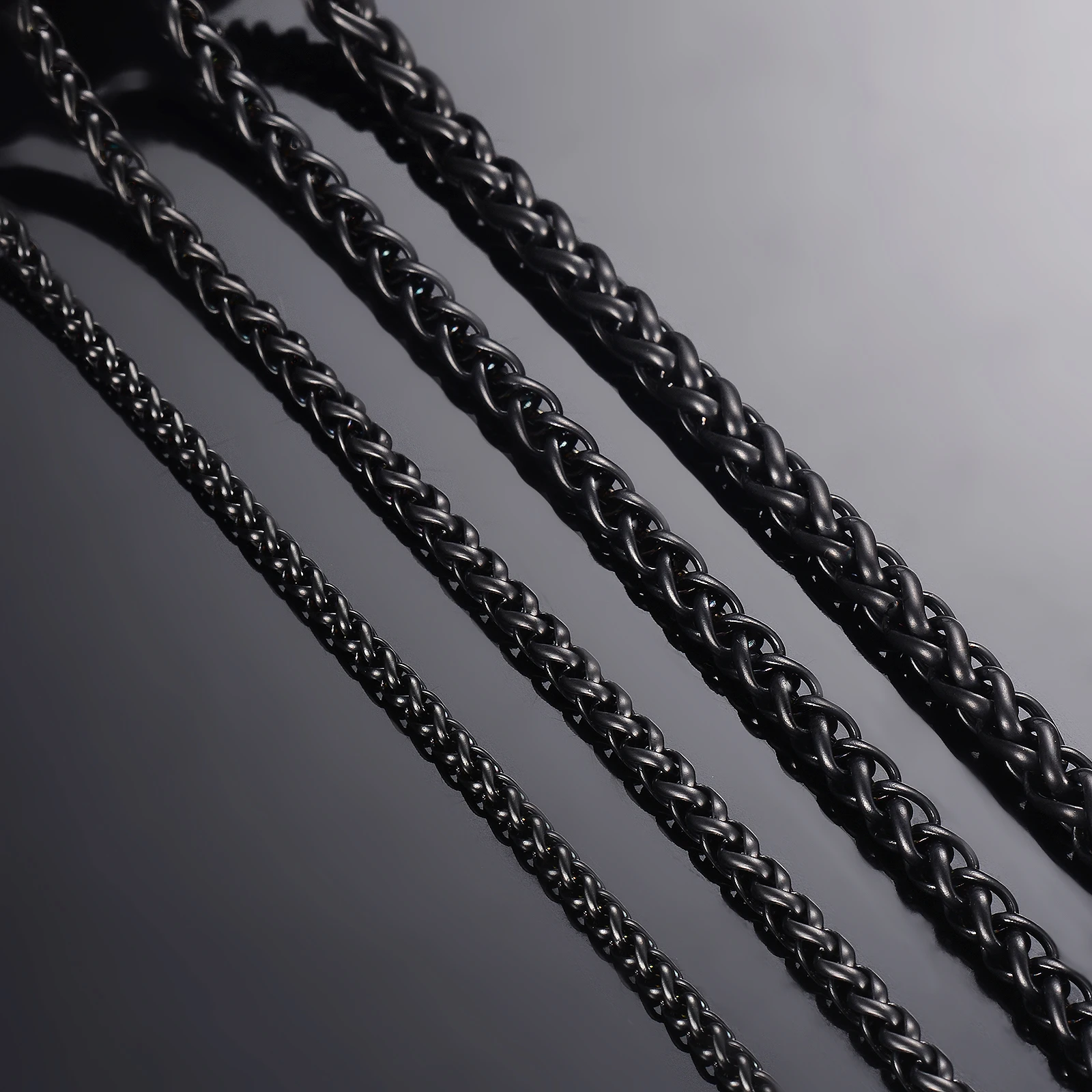 1 Piece Width 3mm/4mm/5mm/6mm Black Color Keel Link Chain Necklace For Men Women Stainless Steel Chain Necklace