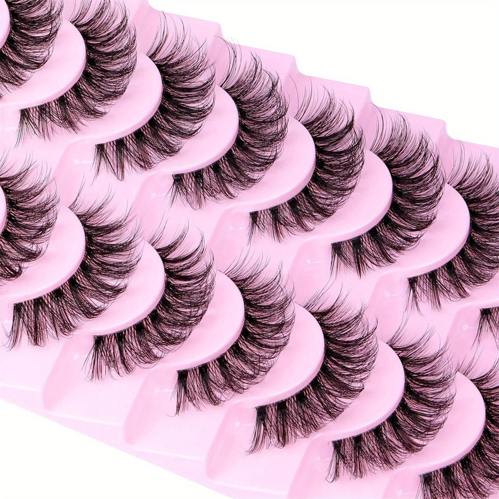3Boxes(30Pairs) Fluffy False Eyelashes Wispy Lashes 3D Volume Strip Lashes D Curl Fake Eyelashes with Clear Band Eye Lashes