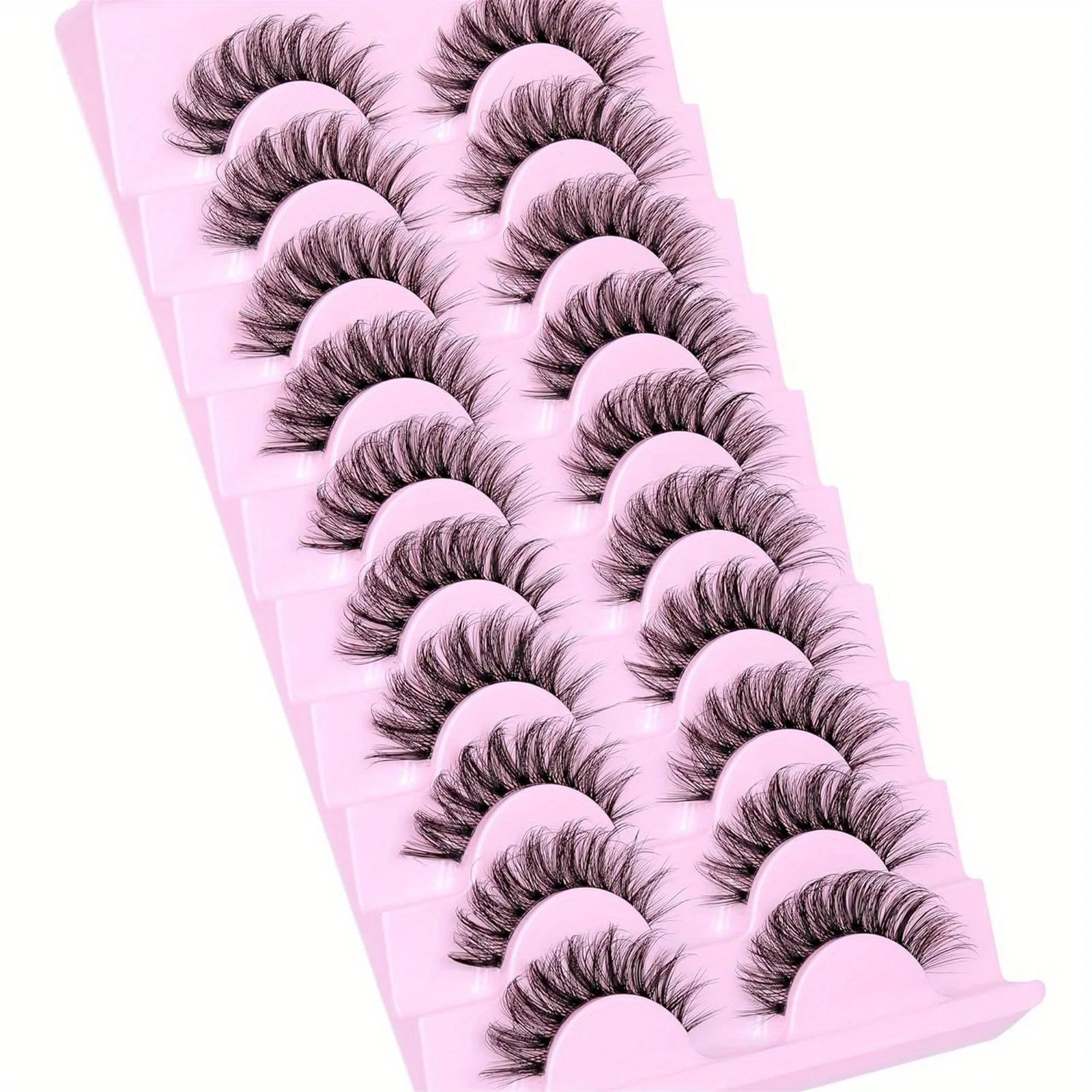3Boxes(30Pairs) Fluffy False Eyelashes Wispy Lashes 3D Volume Strip Lashes D Curl Fake Eyelashes with Clear Band Eye Lashes