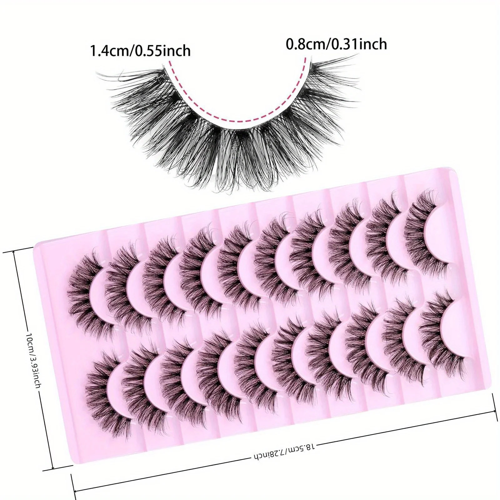 3Boxes(30Pairs) Fluffy False Eyelashes Wispy Lashes 3D Volume Strip Lashes D Curl Fake Eyelashes with Clear Band Eye Lashes