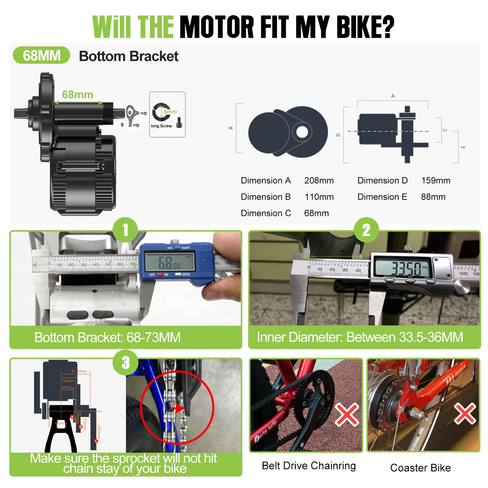 BAFANG Mid Drive Motor 1000W 750W 500W 250W 350W Electric Bike Conversion Kit BBSHD BBS02B BBS01B M615 M325 M215 Ebike Kits