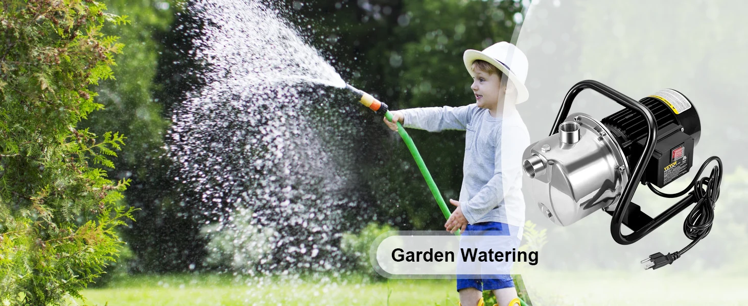 SucceBuy Shallow Well Pump 1.1 HP 115V 978GPH 131ft Height 69.6psi Max Pressure Portable Sprinkler Booster Jet Pumps Irrigation