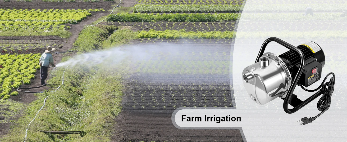 SucceBuy Shallow Well Pump 1.1 HP 115V 978GPH 131ft Height 69.6psi Max Pressure Portable Sprinkler Booster Jet Pumps Irrigation