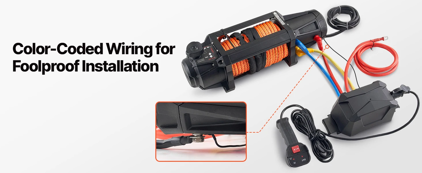 SucceBuy 13500LBS 12V Electric Winch Synthetic Tow Rope Car Winch 28M Lifting Hoist for 4X4 Car Trailer ATV Truck Off Road Boat