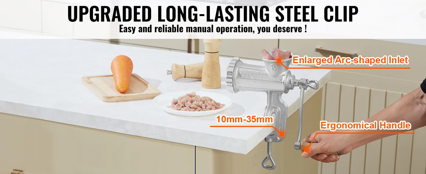 SucceBuy Manual Meat Grinder Heavy Duty Cast Iron Hand Meat Grinder Steel Table Clamp Meat Mincer Sausage Maker 1 Cutting Blade