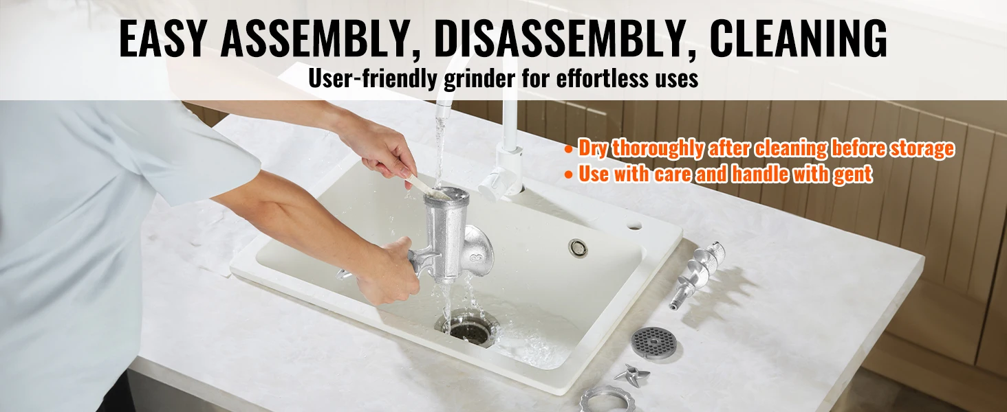 SucceBuy Manual Meat Grinder Heavy Duty Cast Iron Hand Meat Grinder Steel Table Clamp Meat Mincer Sausage Maker 1 Cutting Blade