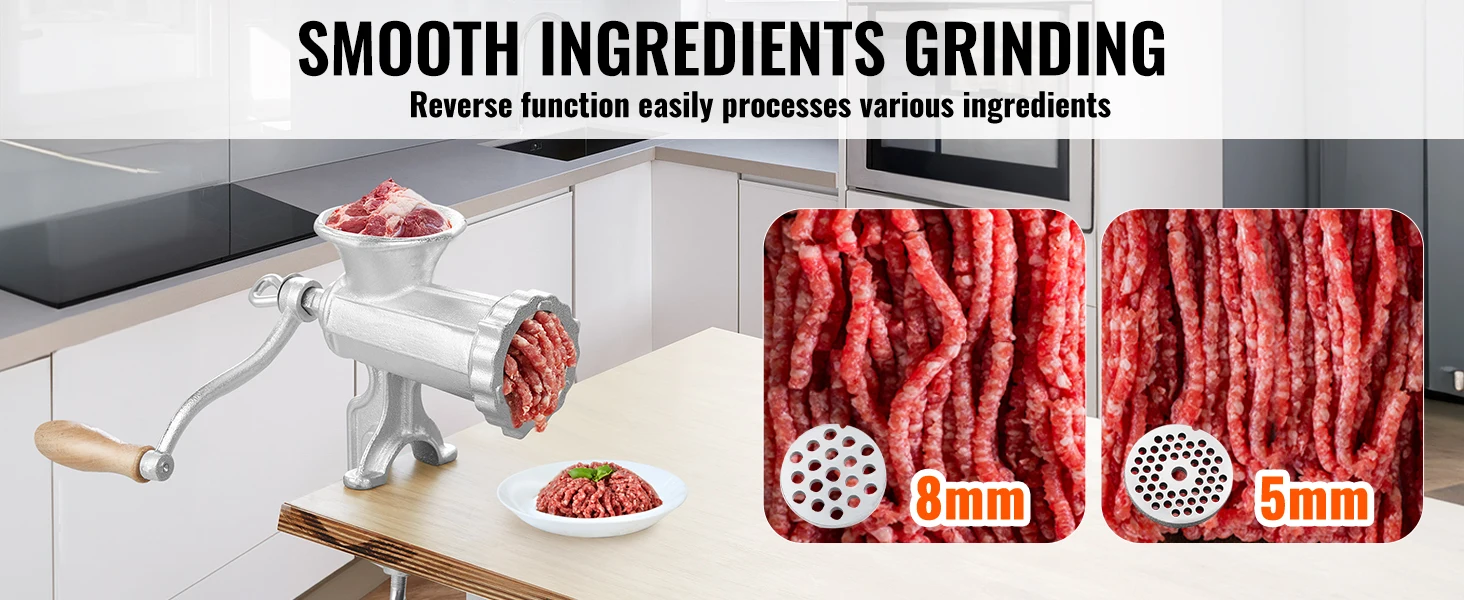 SucceBuy Manual Meat Grinder Heavy Duty Cast Iron Hand Meat Grinder Steel Table Clamp Meat Mincer Sausage Maker 1 Cutting Blade