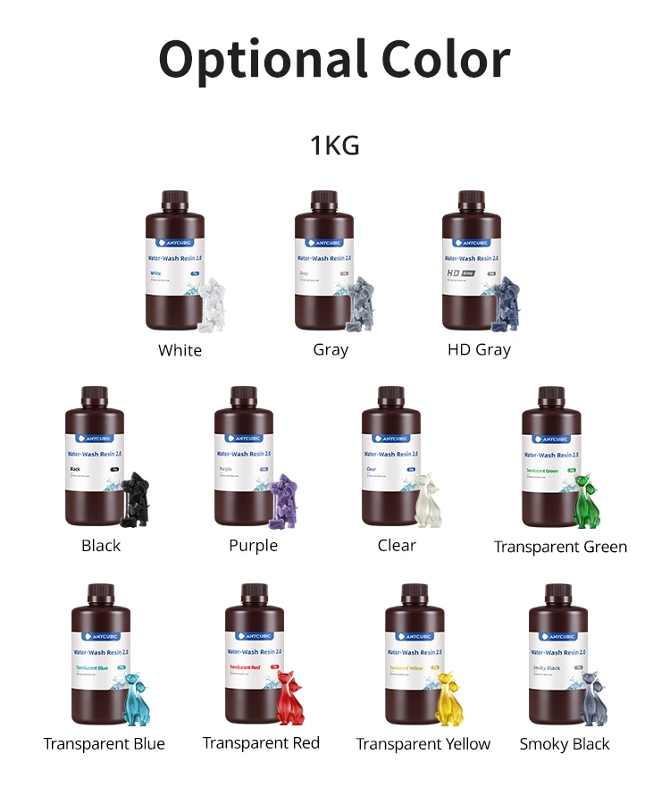 ANYCUBIC Water-Wash 2.0 10KG 3D Printer Resin Water-Washable High Precision Low odor And Low Viscosity for LCD 3D printer Photon