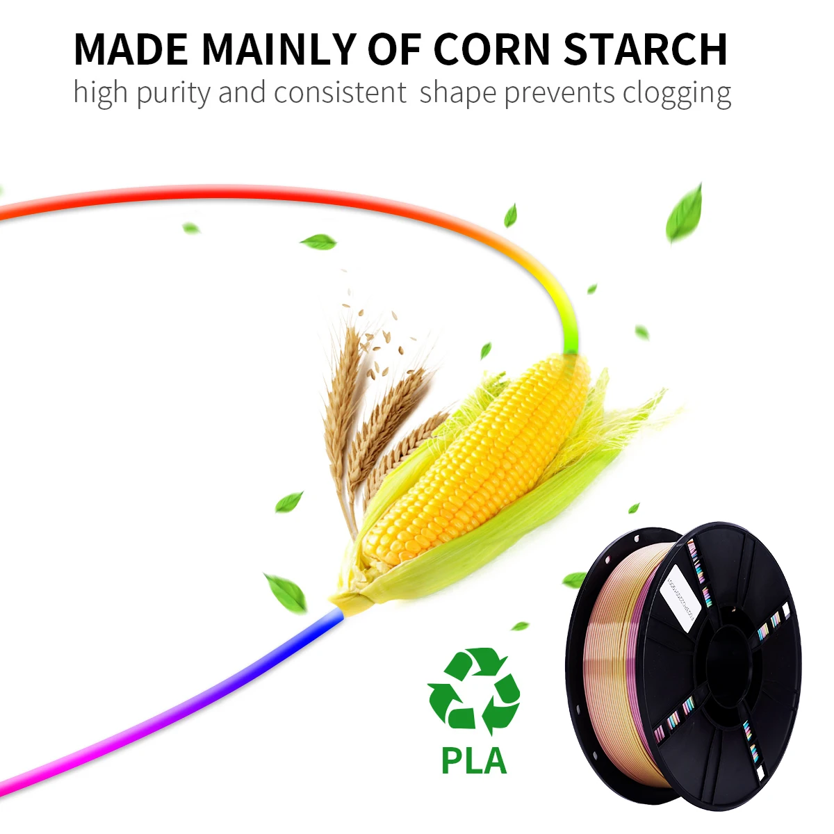 Eryone New Rainbow PLA Filament Multicolor Perfect Spooled 1.75mm 1KG Texture For 3d Printer High Quality Fast Shipping