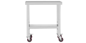 SucceBuy Stainless Steel Kitchen Prep Table With 4 Caster Wheels & Backsplash Loads Up to 100-300KG for Home Storage Rack Dining