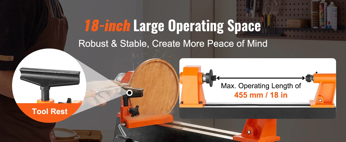 SucceBuy Benchtop Wood Lathe 10in x 18in / 14in x 40in US-120V Power Wood Turning Lathe Machine Variable Speeds for Woodworking