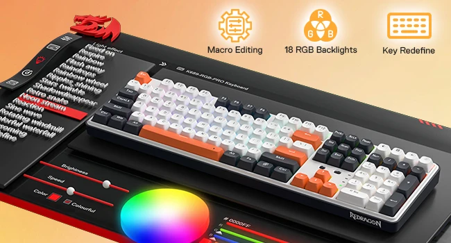 Redragon K689 PRO Wireless Gasket RGB Mechanical Gaming Keyboard 108 Keys 4 Extra Hotkeys Upgraded Hot-Swappable Keyboard