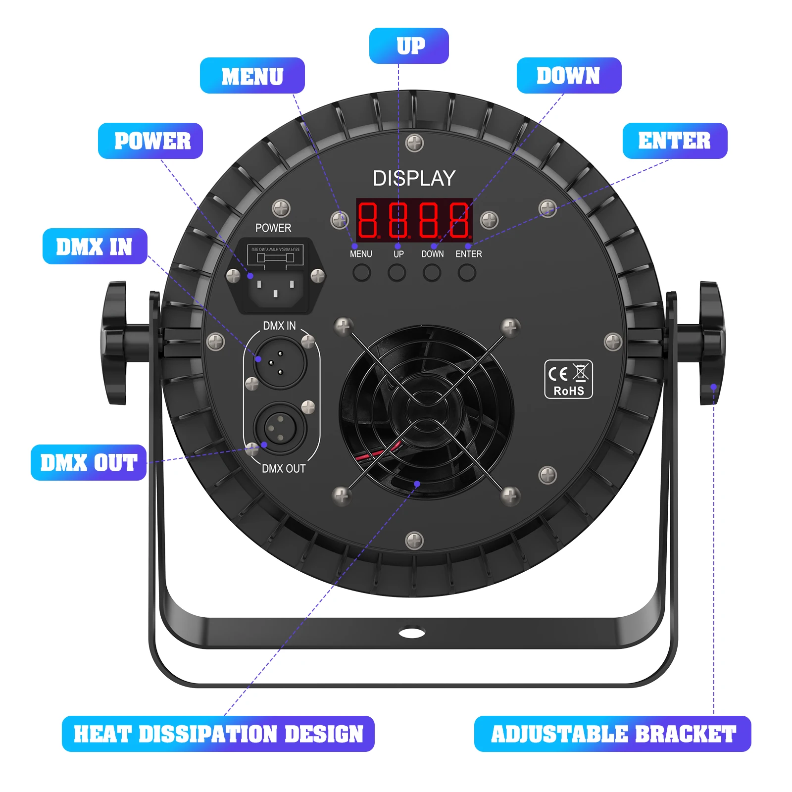 U'King 4PCS 18x12W RGBWA+UV Lights 6in1 LED Lighting DMX512 Disco Light Professional Stage DJ Equipment Aluminum LED Par Light