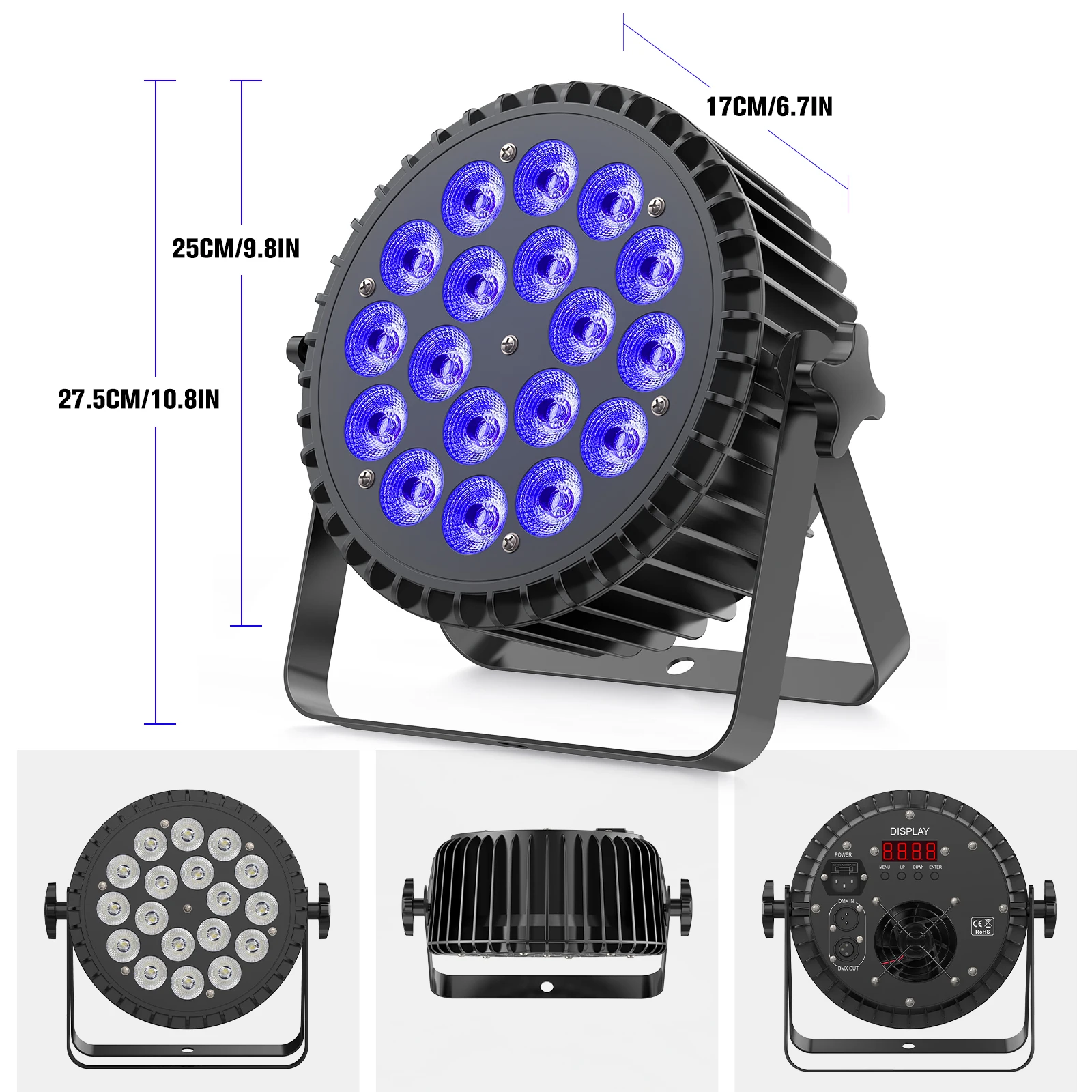U'King 4PCS 18x12W RGBWA+UV Lights 6in1 LED Lighting DMX512 Disco Light Professional Stage DJ Equipment Aluminum LED Par Light