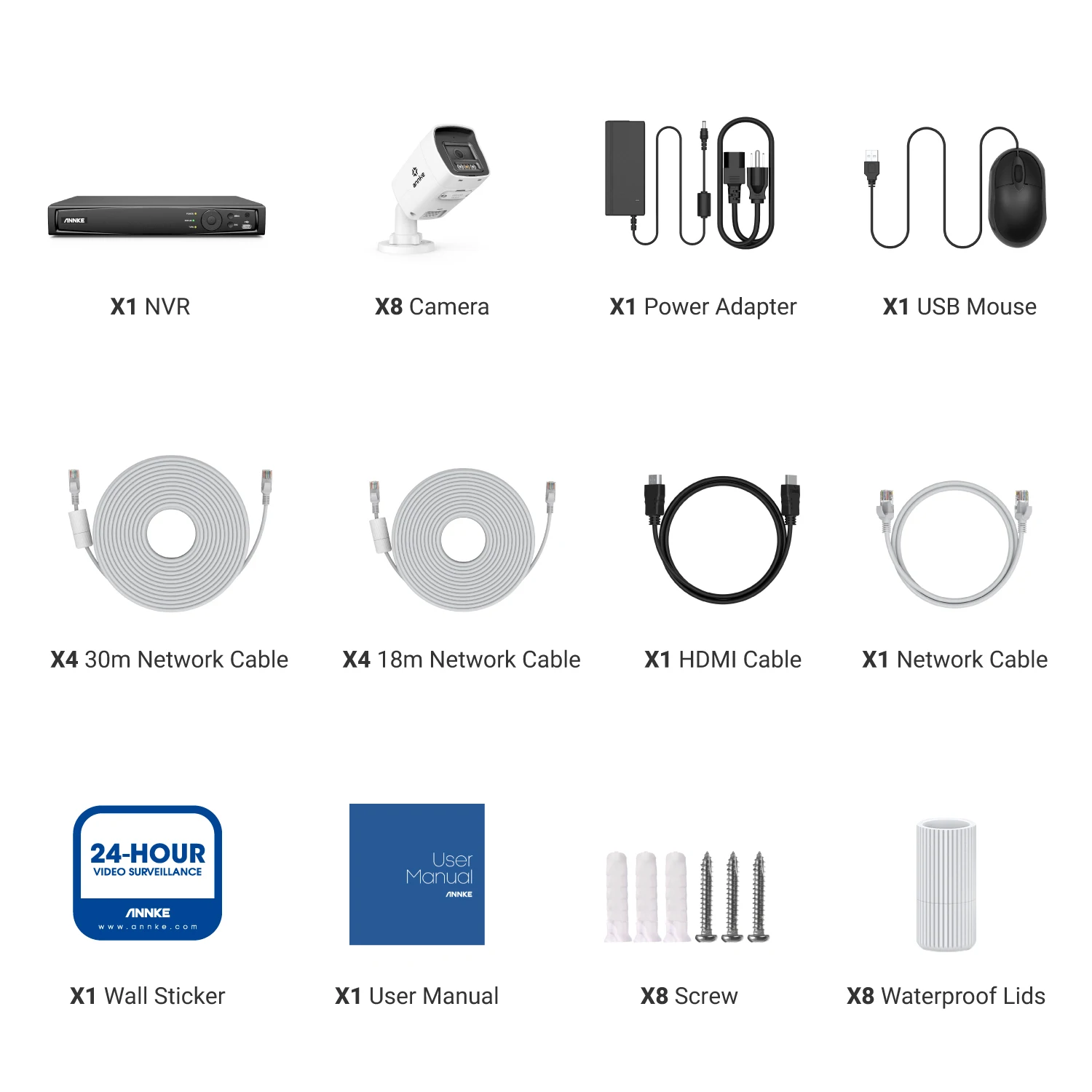 ANNKE 8CH 4K Ultra HD POE Network Video Security System 8MP H.265+ IP Camera Support Two Way Audio human & Vehicle Detection 4MM