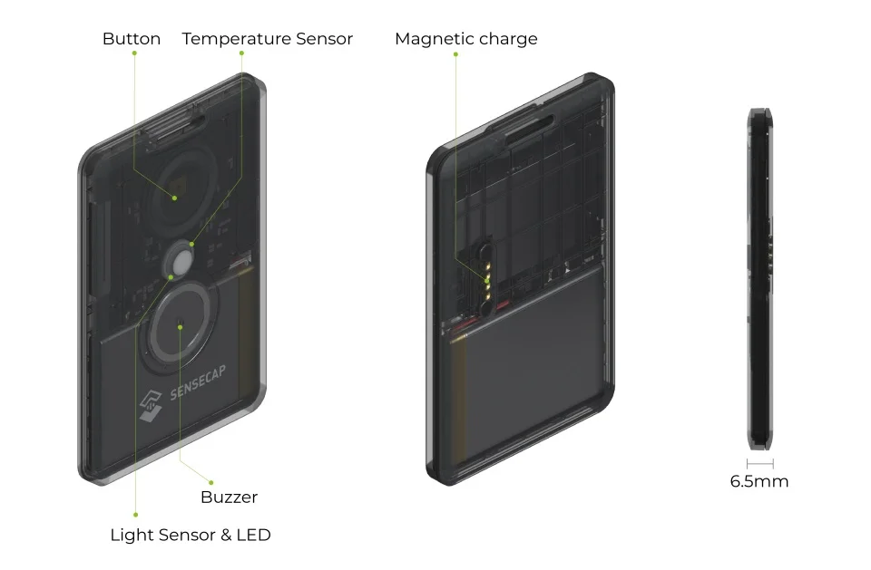SenseCAP Card Tracker T1000-E for Meshtastic, 868MHz 915 MHz, Nordic NRF52840, Mediatek AG3335 GPS Module