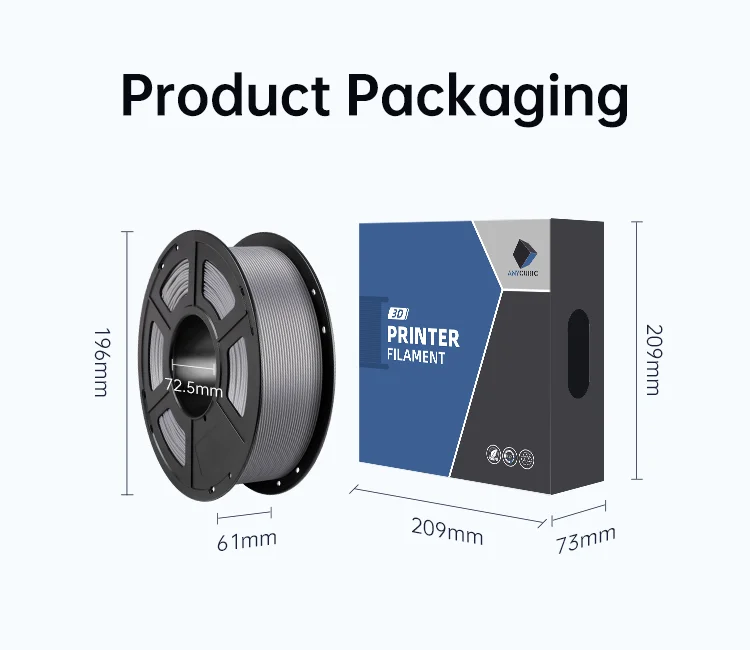 3KG ANYCUBIC PLA+ 3D Printer Filament 1.75mm High Precision Pla Plus 3D Printing Material Plastic Rubber Consumables
