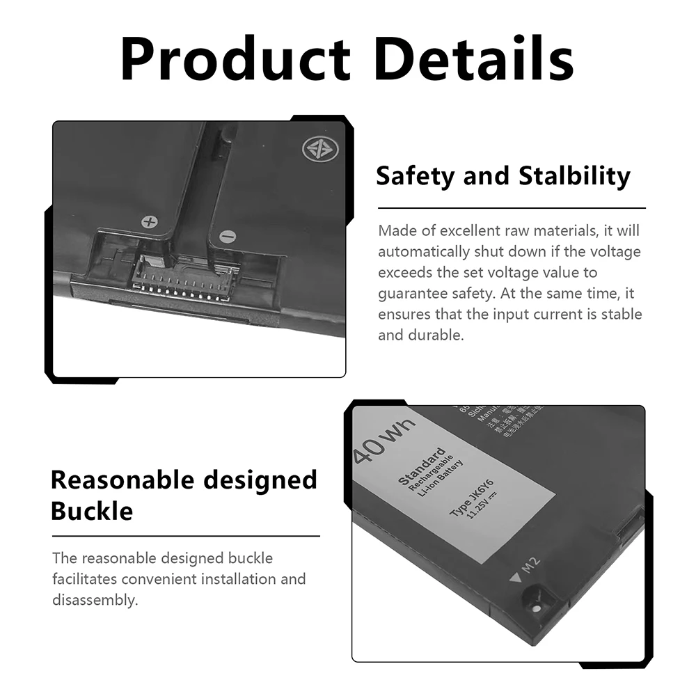 JK6Y6 Laptop Battery for Dell Latitude 3410 3510 0C5KG6 C5KG6 Vostro 14 5402 5501 5502 Inspiron 5300 5301 P129G P130G 9077G 40WH