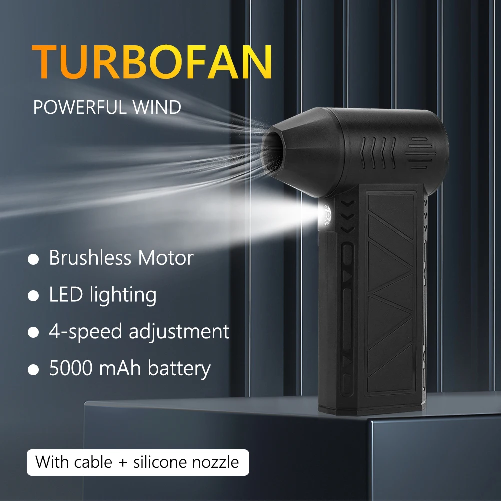 Mini Turbo Jet Fan 110000RPM Electric Air Duster with Light Air Blower Jet Dry Blower for Computer Keyboard Outdoors Car Home