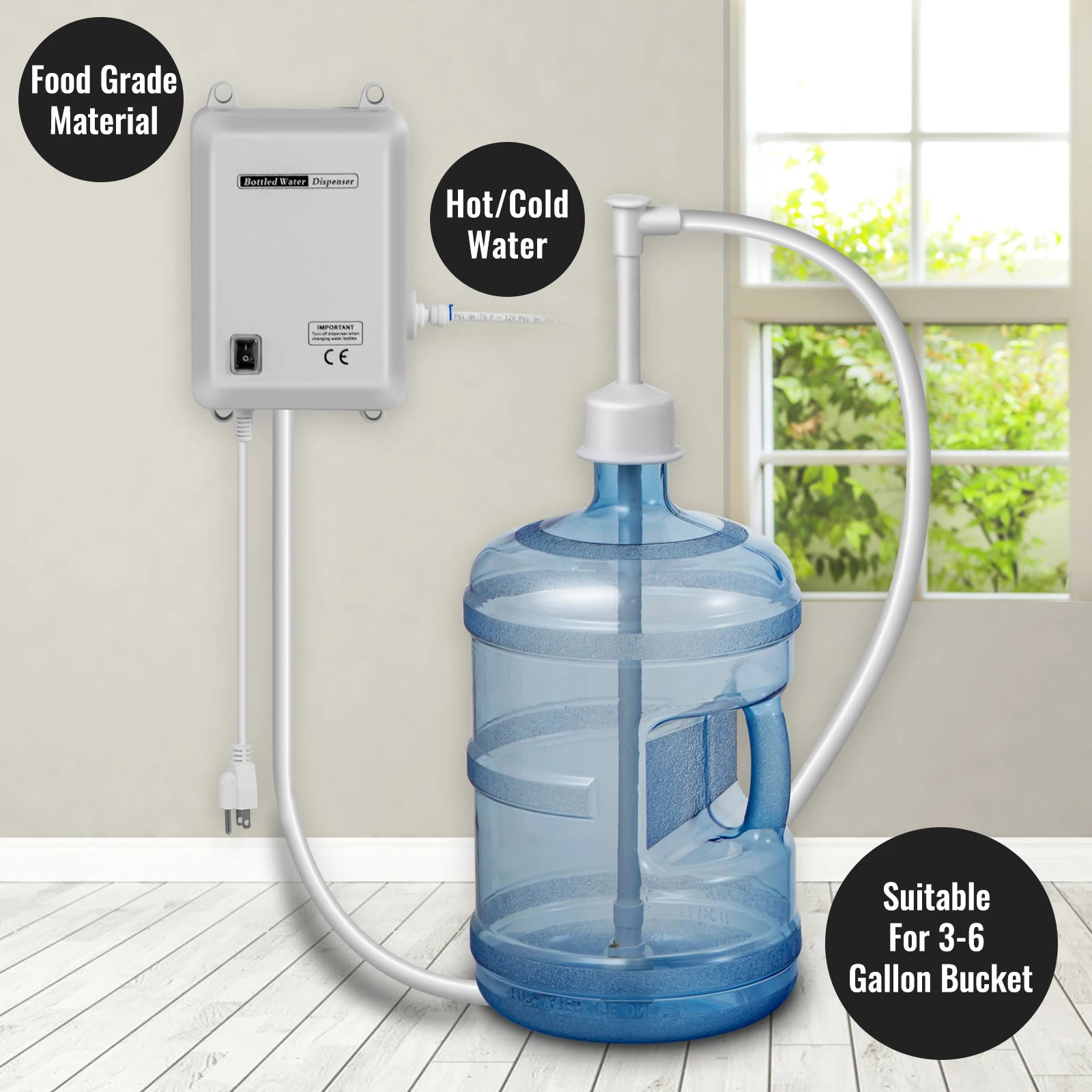 SucceBuy Bottled Water Dispensing Pump w/PE Pipe 1 Gal/MIN 40 PSI for Coffee Tea Machine Water Dispenser Refrigerator Ice Maker