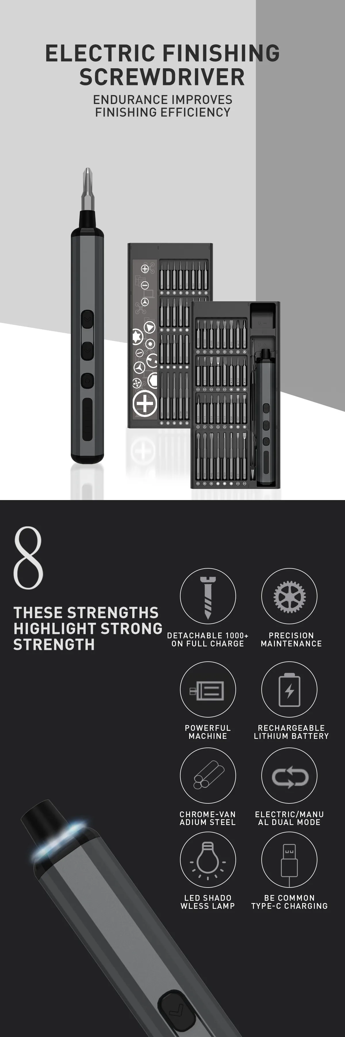 68 In 1 Mini Precision Electric Cordless Screwdriver,Magnetic Bits,Pc & Watch Repair Tools With Led,5 Torque Settings,Men'S Gift