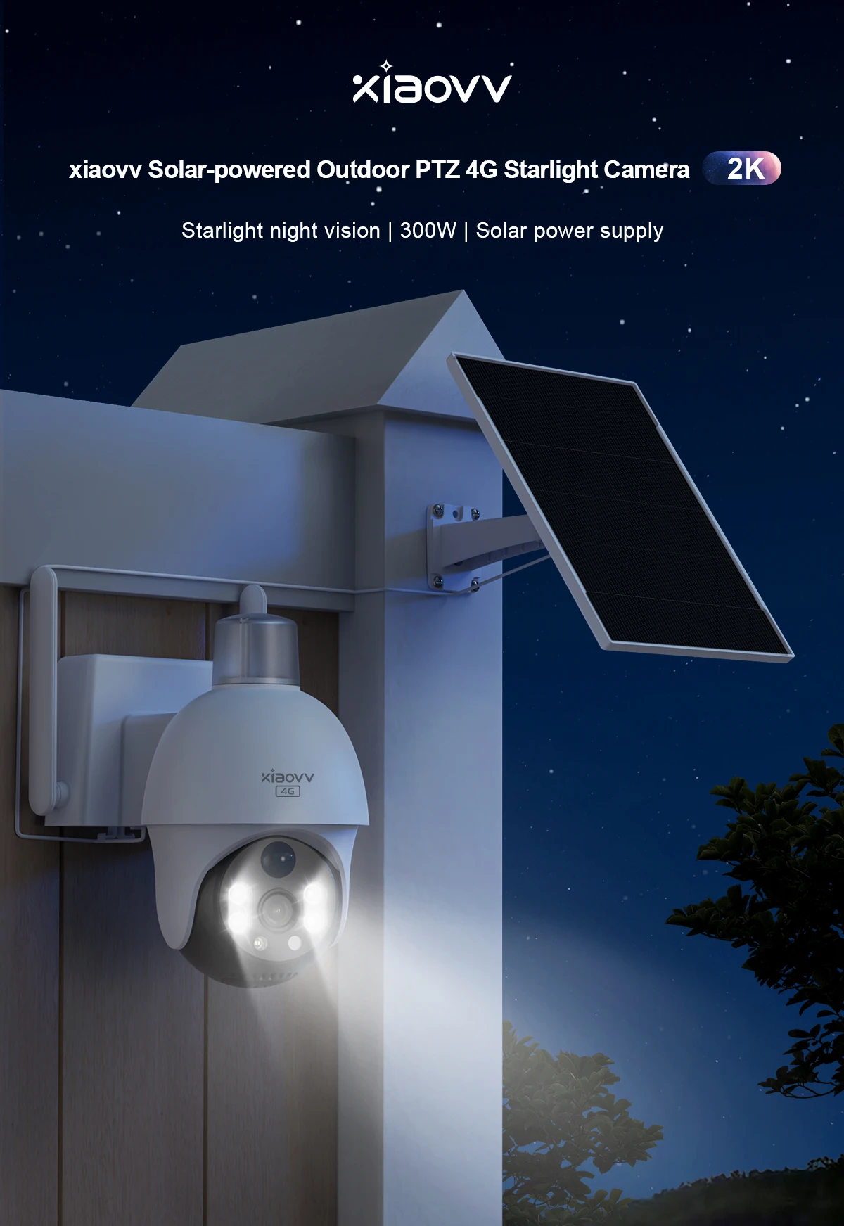 8MP 2K HD solar camera PTZ outdoor night vision security 4G SIM network camera with solar panel charging iCSee human detection