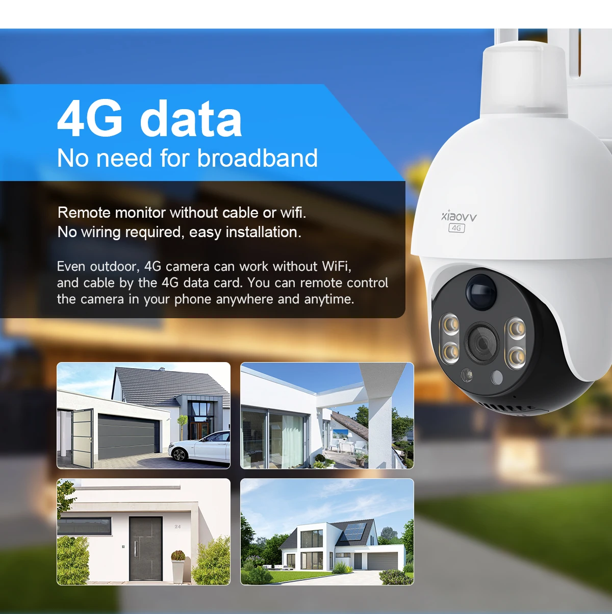 8MP 2K HD solar camera PTZ outdoor night vision security 4G SIM network camera with solar panel charging iCSee human detection