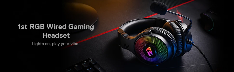 Redragon H350 RGB Wired Dynamic RGB Backlight Dynamic RGB Backlight Gaming Headset 50MM Drivers Over-Ear Headphones