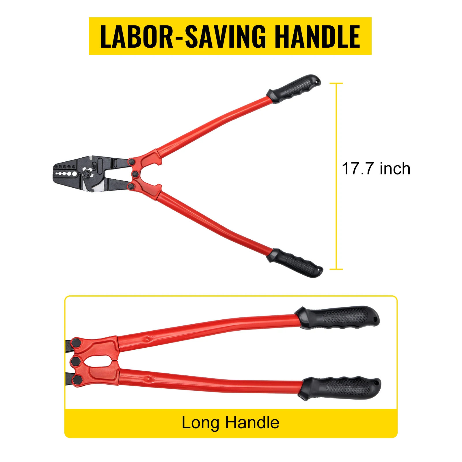 SucceBuy 24/30Inch Wire Rope Swager Crimper Tool Insulated Handle Aluminum Copper Cable Fishing Sleeves Cutter Crimping Pliers