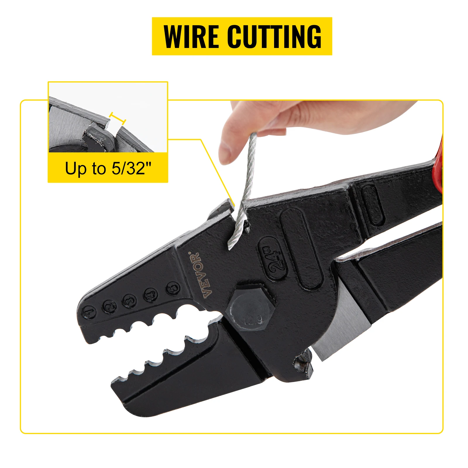 SucceBuy 24/30Inch Wire Rope Swager Crimper Tool Insulated Handle Aluminum Copper Cable Fishing Sleeves Cutter Crimping Pliers
