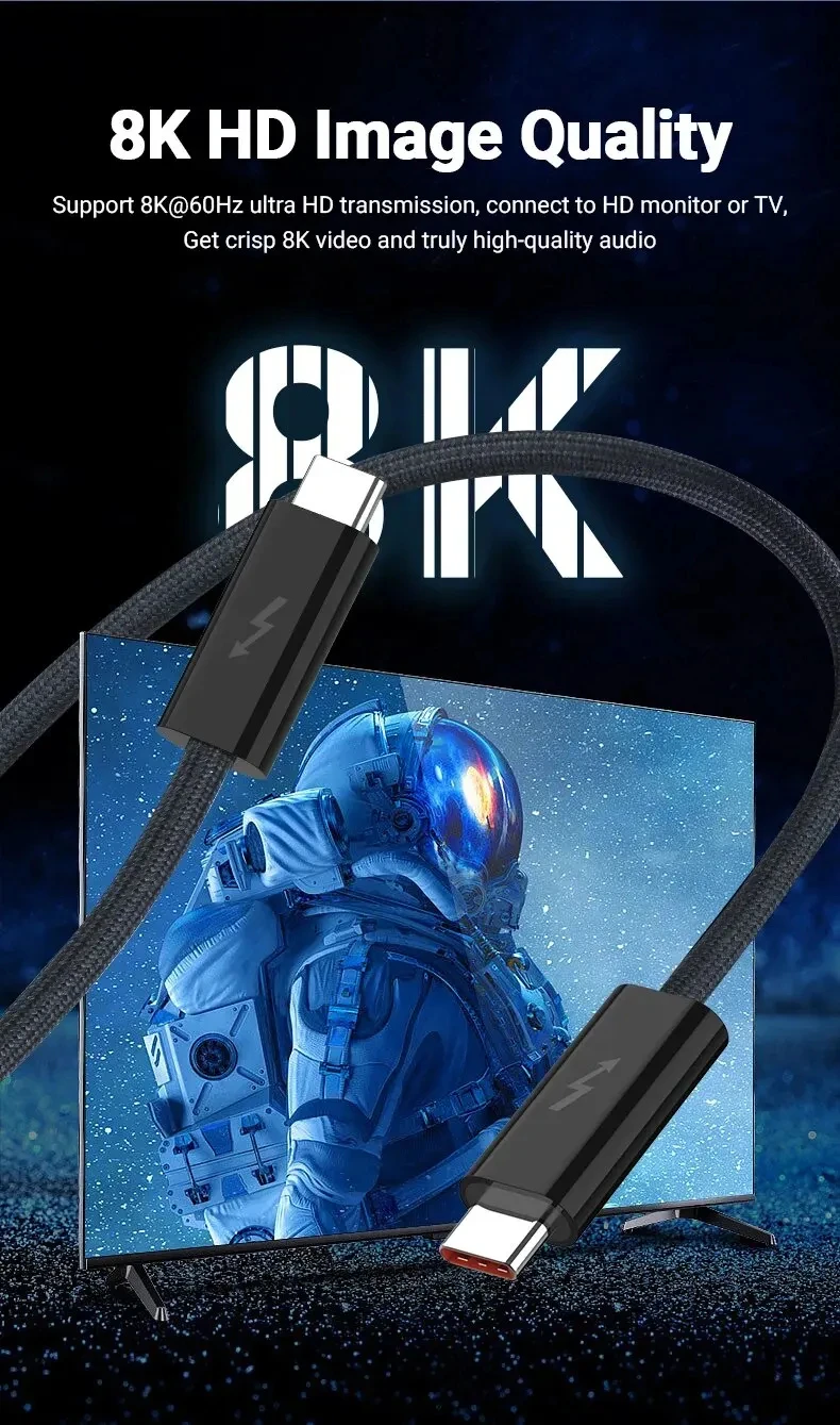 Thunder-bolt 4 USB C to Type C Cable USB4 40Gbps USB-C Data Cable PD 240W Fast Charging Type-c Charge Line For Macbook Pro iPad
