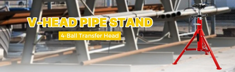 SucceBuy Pipe Holding Stand V-Head 1107A 1107C 1107 w/ 2/4 Ball Transfer Folding Tripod Pipeworking Supporting Clamped Tool
