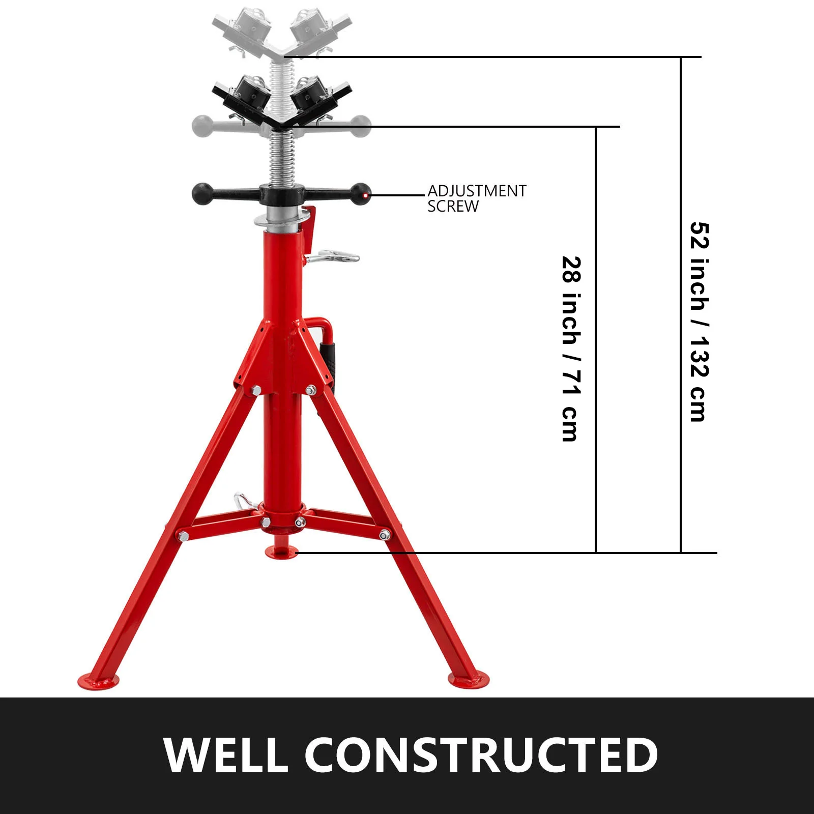 SucceBuy Pipe Holding Stand V-Head 1107A 1107C 1107 w/ 2/4 Ball Transfer Folding Tripod Pipeworking Supporting Clamped Tool