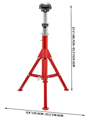 SucceBuy Pipe Holding Stand V-Head 1107A 1107C 1107 w/ 2/4 Ball Transfer Folding Tripod Pipeworking Supporting Clamped Tool